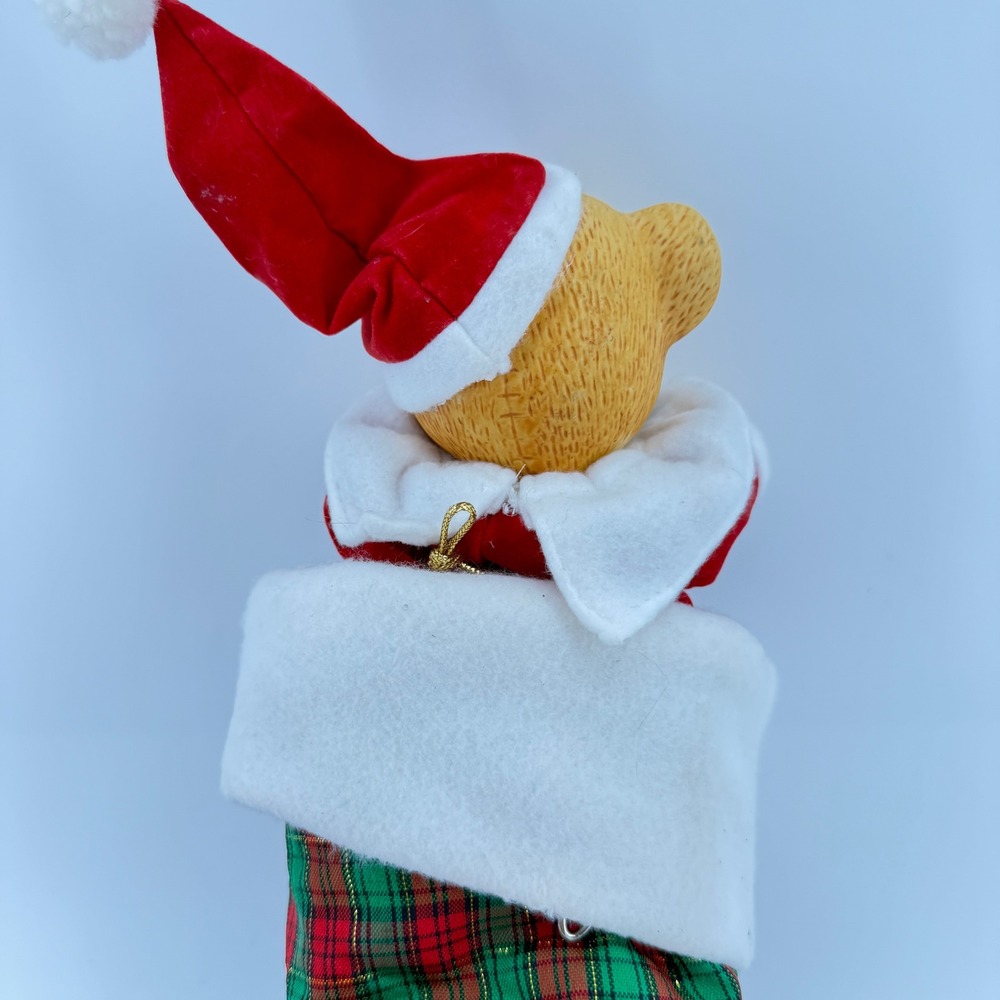 Jing'l Christmas Musical Teddy Bear Vintage Stocking Ornament 1985 Working 12" - Picture 6 of 14